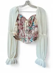 Floral Corset Blouse 0X Cottagecore SHEIN Curve