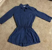 Victoria Secret Long Sleeve Blue Button Down Romper