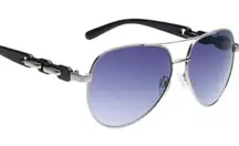 Steve Madden Aviator Black Susana Link Detail Sunglasses