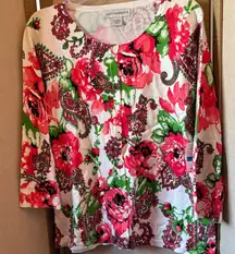 Sag Harbor Floral cardigan xl nwt