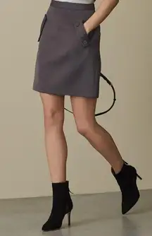 Reiss Gene Women’s Business Casual Button Detail Pocket Fitted Mini Skirt