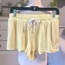 Pajama Shorts Colsie Pastel Yellow Drawstring Elastic Wast Pockets Womens Small