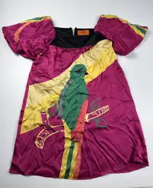 VOOM by Joy Han 100% Silk Mini Dress XS‎ Purple Yellow W Green Macow