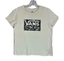 Vans Women's Large White Floral Logo T-Shirt