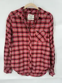 Abercrombie‎ & Fitch Plaid Farmer Western Bohemian Button Front Women Small Top