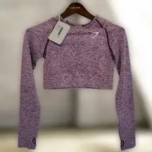 Gymshark Vital long sleeve crop top, deep magenta marl, size M, NWT