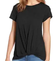 Bobeau Jessica twist front black short sleeve tee