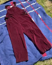 Vintage Real Comfort full length burgundy velour overalls 
Women’s size 14