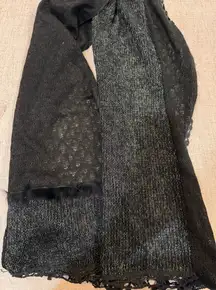 Elegant Black and Green Metallic Women's Scarf