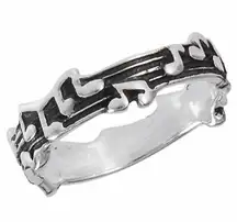Sterling Silver Music Note Ring Size 6