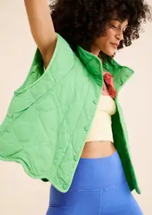 Free People Quinn Quilted Puffer Vest Green