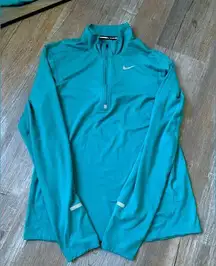 Nike  Dri Fit Running Quarter Zip Long Sleeve Jacket Top Athleisure Teal Blue S