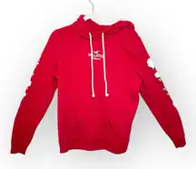 Hollister Red Floral Sleeve Hoodie California Logo Cozy Winter Casual M