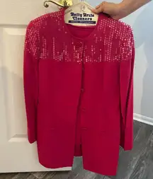 Elegant Hot Pink Sequin Women's Set