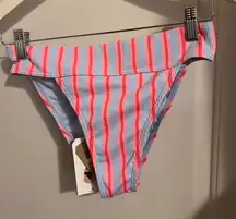 Billabong $59 Surf Stripe Aruba Bikini Bottom Striped Blue Pink Beach Swim