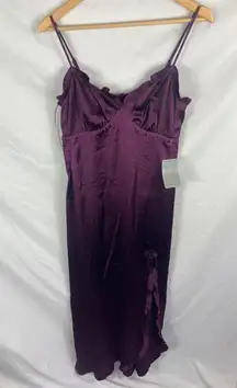 NWT Max Studio Spaghetti Strap Body Con Satin Dress Purple Size Small