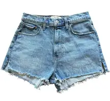 Abercrombie & Fitch Curve Love Mom Shorts Mid Rise 27 Distressed Denim NWT