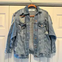 ZARA DL1979 Distressed Ripped Denim Jacket size Small