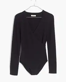 Madewell  | Wrap Full-Coverage V Neck Long‎ Sleeve Bodysuit