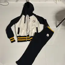 Steelers Black and Beige Hoodie and Pants Set