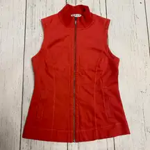 Cotton Zip Up Mock Neck Coral Vest Size Xsmall
