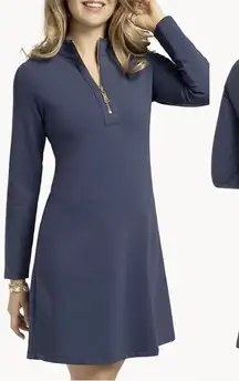 Spartina 449 Half Zip Popover Nora ponte Dress Navy Blue long sleeve XXL