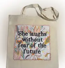 Cream Canvas Tote Bag with Inspirational Print