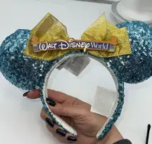 Disney‎ Walt Disney World Marquee Sky Blue Sequin Ear Headband