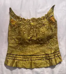 Floral Embroidered Gold Crop Top