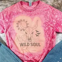 Wild Soul Skull Desert Bleach Dye Graphic Tee