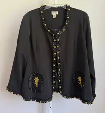Victor Costa Occasion Jacket Embellished Ruffle Trim Party‎ Plus Size 3X