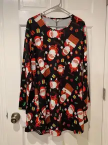 Boutique Meaneor Santa Claus Chimney Gifts Long Sleeve Christmas Dress Black/Red Med NWT