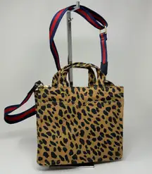 Stella & Dot  Game Changer Cheetah Leopard Animal Print Canvas Crossbody Purse