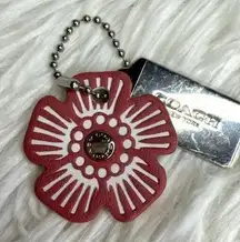 COACH Silver Tea Rose Flower Floral Bag Charm Hang Tag