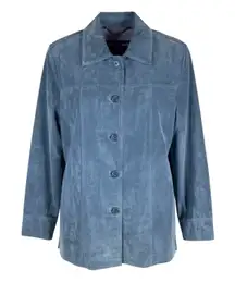 Classiques Entier Suede Jacket Button Front Vintage Blue Size L