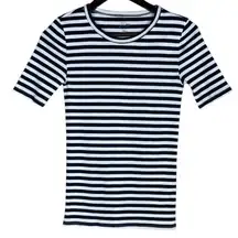 NWT J. Crew Nautical Striped Short Sleeve Long Casual Cotton Top XS Blue White