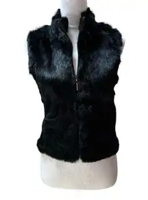 Vintage Bebe Faux Fur and Knit Black Preppy Winter Vest Size M