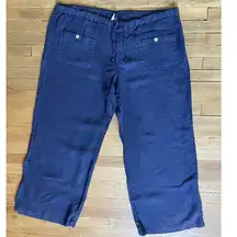 Vintage 90s allen allen Linen Drawstring Pants in Blue Size 1X