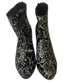 Wild‎ Diva Women's Size 7.5 Black Sequin Ankle Boots High Block 3.5" Heel Zip