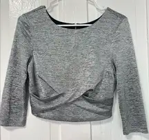 Forever New Silver Gray Full Back Zip Crop Stretch top size 4