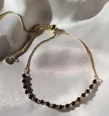 Boutique Dainty Gold And Black Bead Slider Bracelet Adjustable