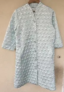 Oscar de la Renta Neiman Marcus Light Blue Quilted Robe Coat Elegant Luxe Lounge