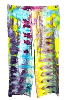 Rafaella XL Cropped Pants Handmade‎ Tie Dye Elastic Pull On Palazzo Blue 544
