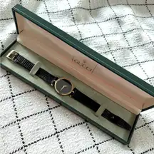 Gucci Vintage Black, Gold and Quartz Watch in original case