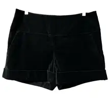 HM Shorts Women Size 10 Black Velvet Trouser Tux Cuff Swift Billy Eve Whimsigoth