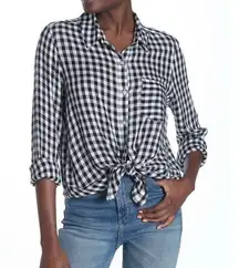 Abound  Weekend Tie Front Checkered Button Up Long Sleeve Shirt