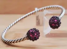 David Yurman Garnet Berries Station Cable Sterling Silver Bracelet NWT