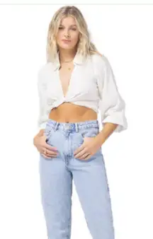 L*Space Cream Textured Blouse