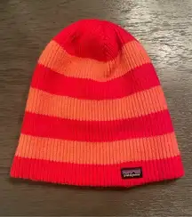 Patagonia striped knit beanie hat merino wool blend