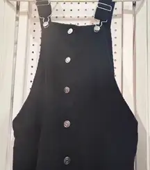 Celebrity Pink Black Corduroy Button Front Pinafore Dress Jumper Size M